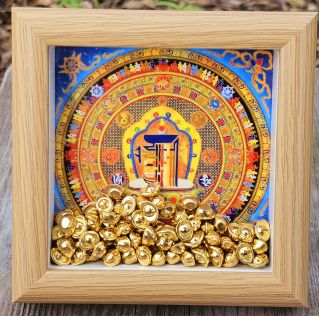 Tranh để bàn mandala kalachakra và thỏi vàng mẫu 6